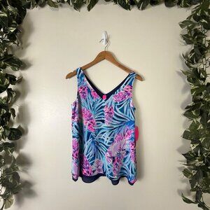 Lilly Pulitzer Florin Sleeveless V-Neck Tank Peacock Blue NWT Women’s Size XS